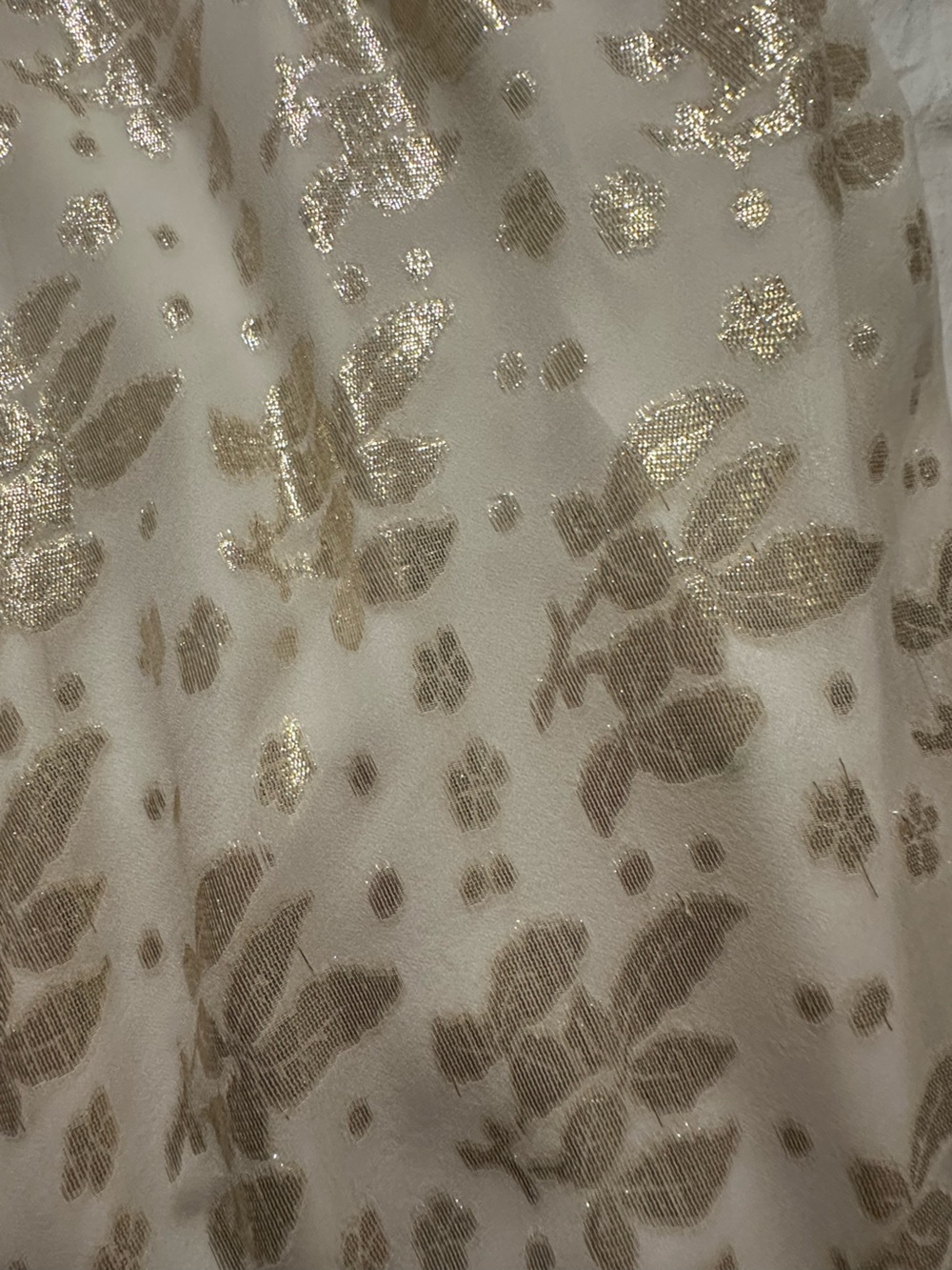 Aidan Mattox White Gown with Gold Sequin Floral One-Shoulder - Picture 3 of 3